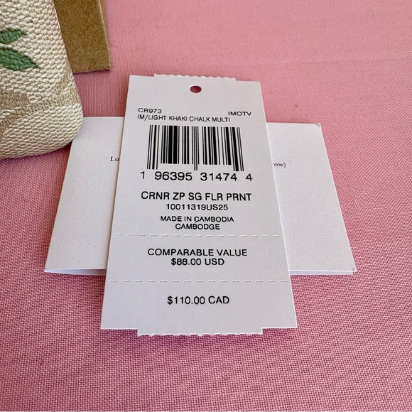 Coach Khaki Floral Corner Zip Wristlet NWT - Picture 3 of 6